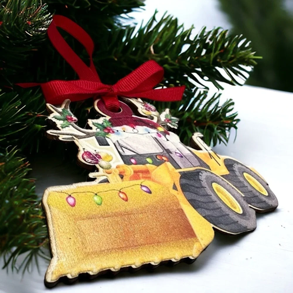 New Christmas Front Loader Truck Ornament - Handmade & Personalized